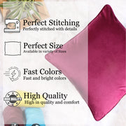 Velvet Cushion Cover With Piping - Perfect for Home Décor Set of 5, Maroon